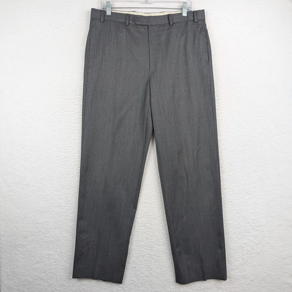 Brooks Brothers "Madison Fit" Dress Pants Men's 35x32 Gray 100% Wool Flat Front